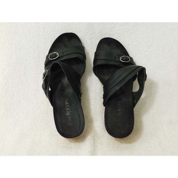 Kim Rogers Black Sandle Skide on Wedge Heel Shoes - 7 M - Picture 4 of 5